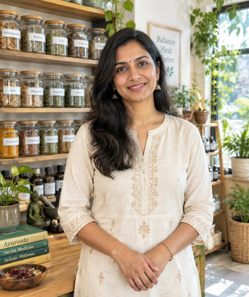 Founder of Shudh Mantra Ayurveda in the herbal store